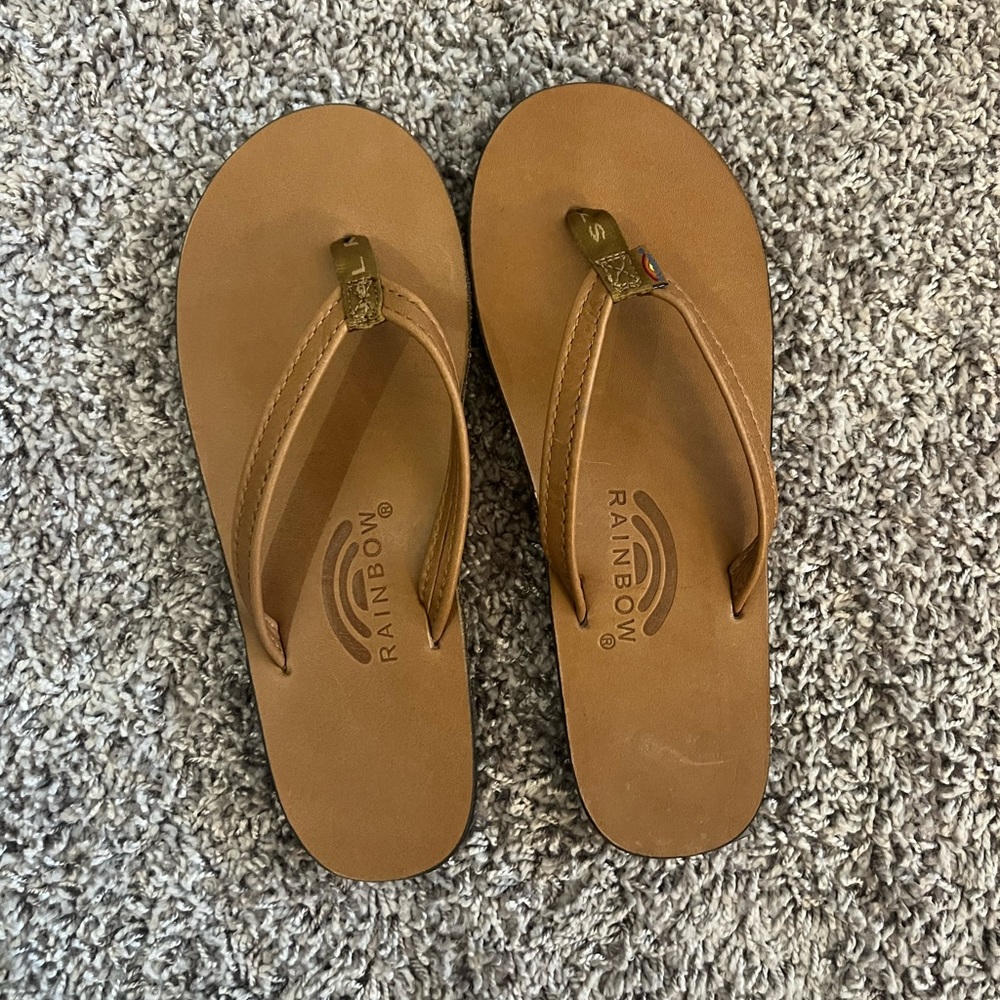 Rainbow Leather Flip Flops